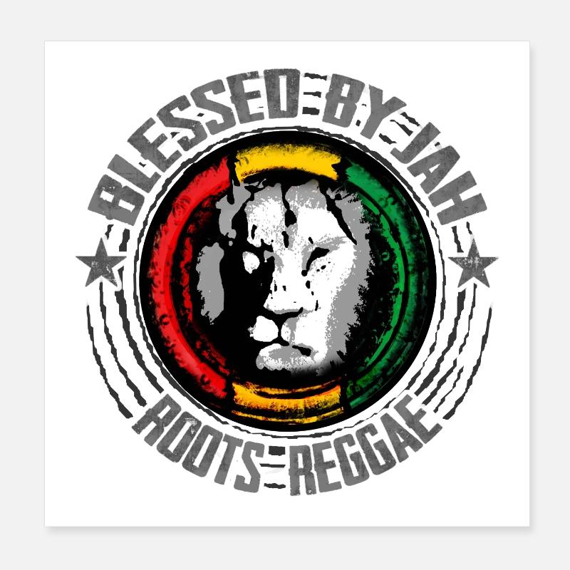 Reggae Löwen Motiv - Poster 20x20 cm - Weiß