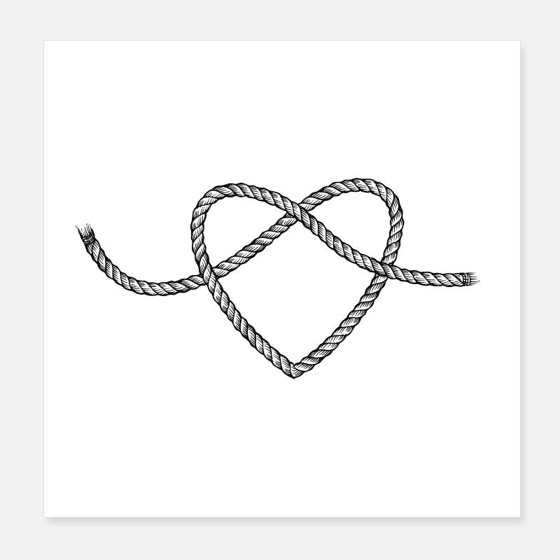 Maritime corde coeur cadeau Poster 20 x 20 cm