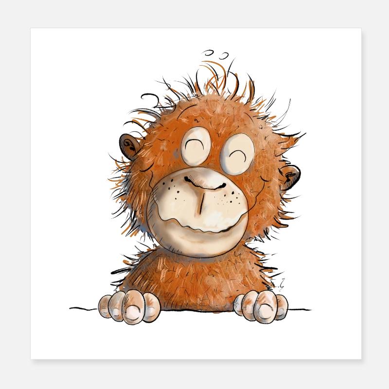 Drôle de singe I bébé singe I orang utan bébé Poster 20 x 20 cm