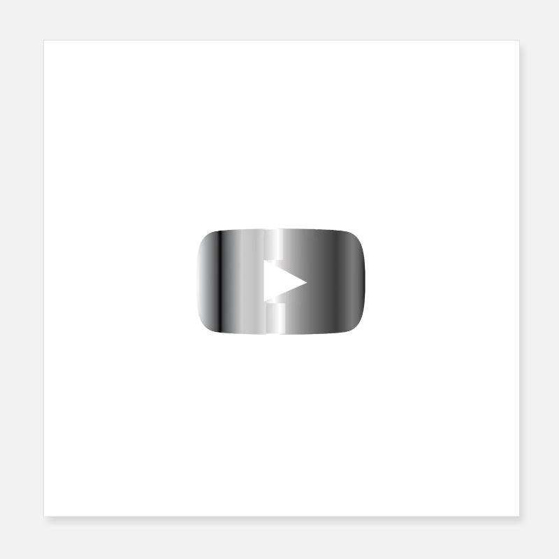 Silver Play Button Poster 8" x 8" (20x20 cm)