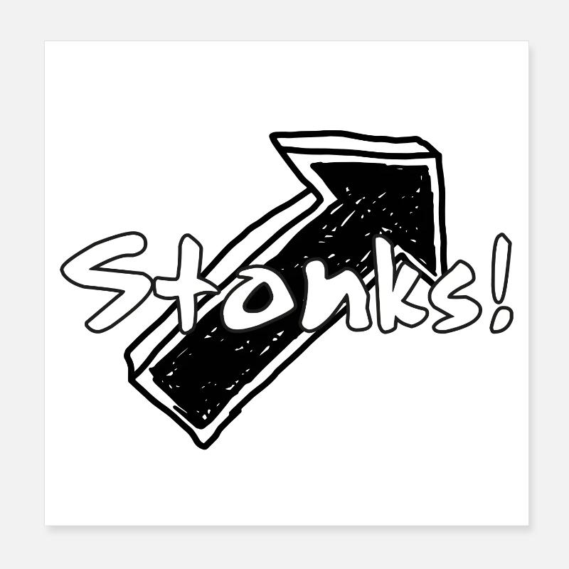 Stonks ! Graphismes de mots graffitis Poster 20 x 20 cm