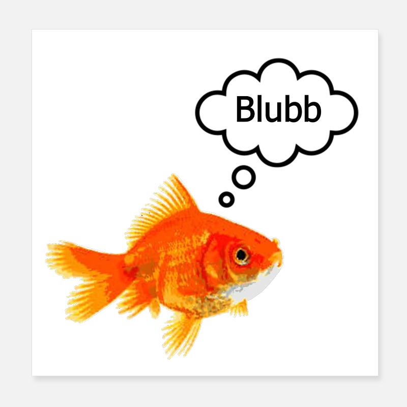 Goldfisch mit sprechblase Poster 20x20 cm