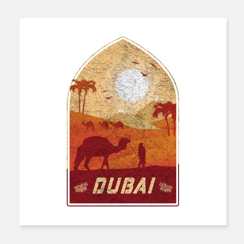 Dubai Vintage Kamel Design / Geschenkidee Poster 20x20 cm