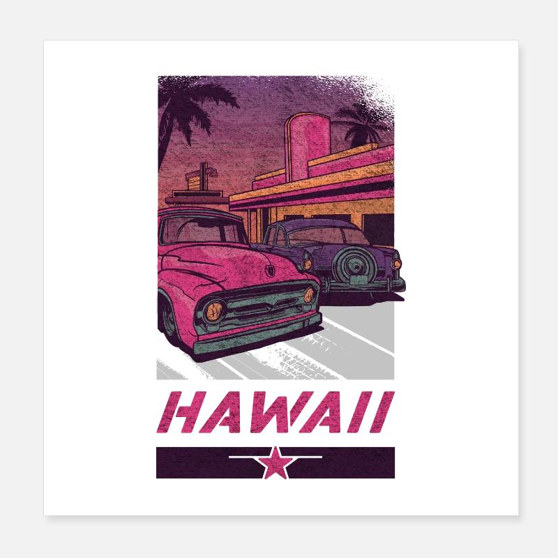 Hawaii vintage car vintage design / gift idea Poster 8" x 8" (20x20 cm)