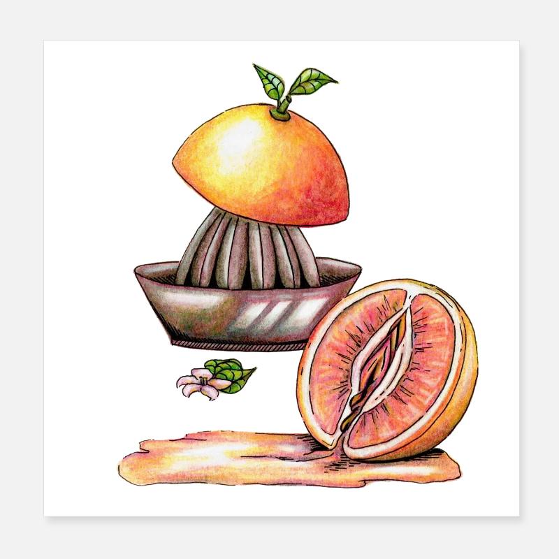 Vulva Grapefruit Poster 20x20 cm
