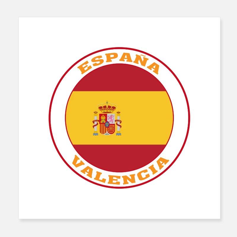 Valence Espagne Drapeau Valence España Poster 20 x 20 cm