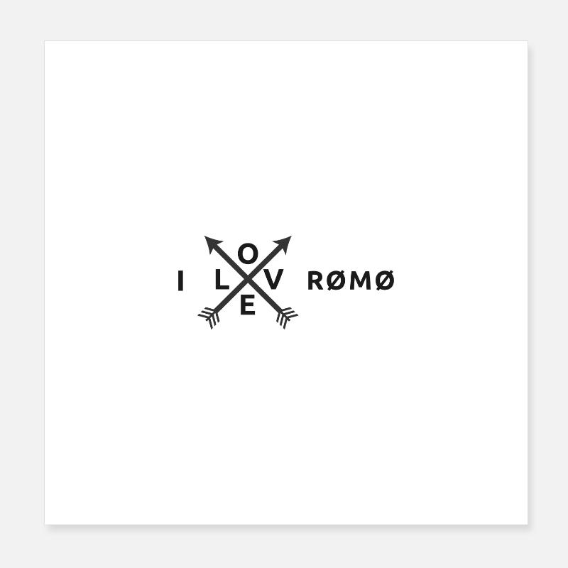  Römö Durchkreuzte Pfeil-Logomarke Römö - Poster 20x20 cm - Weiß