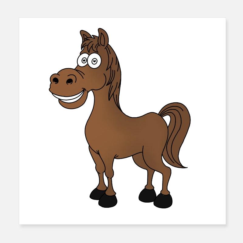 Lustiges Pferd - Poster 20x20 cm - Weiß