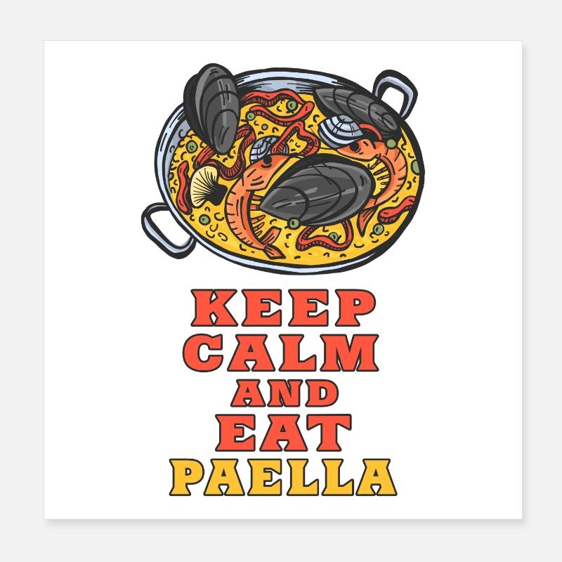 Keep Calm and eat Paella Design / Geschenkidee - Poster 20x20 cm - Weiß