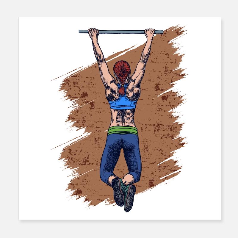 Pull Up Gym Workout Training Sport Gym Poster 8" x 8" (20x20 cm)