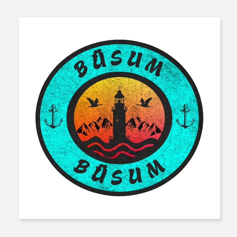 Büsum Leuchtturm Design / Geschenkidee Poster 20x20 cm