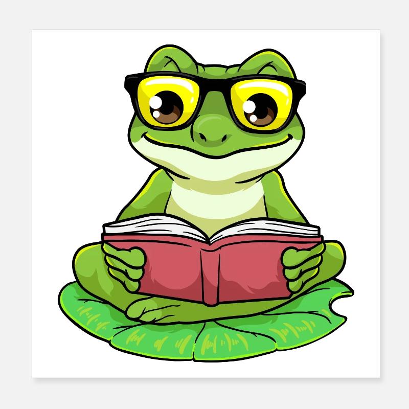 Lunettes de livre Frog Nerd Poster 20 x 20 cm