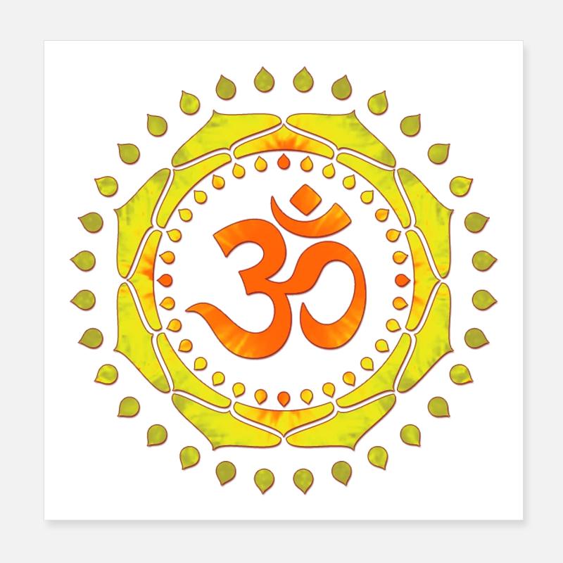 OM SYMBOL OM orange-jaune-vert Poster 20 x 20 cm