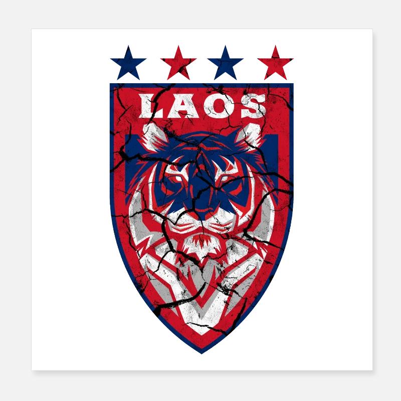 Laos tiger coat of arms design / gift idea Poster 8" x 8" (20x20 cm)