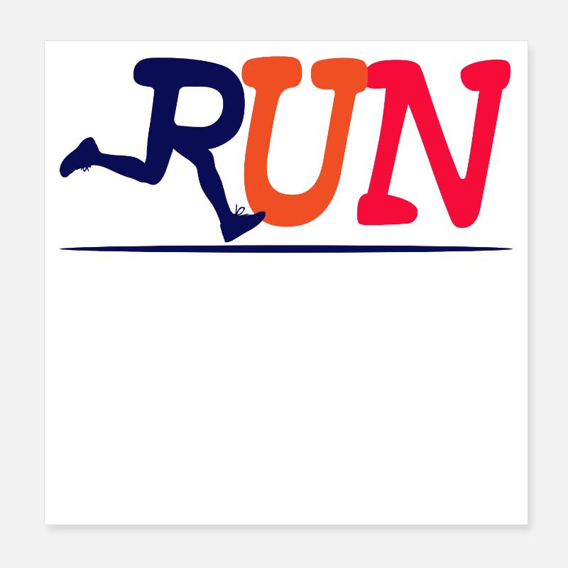 Course de course sport jogging course à pied sport marathon - Poster 20 x 20 cm - blanc