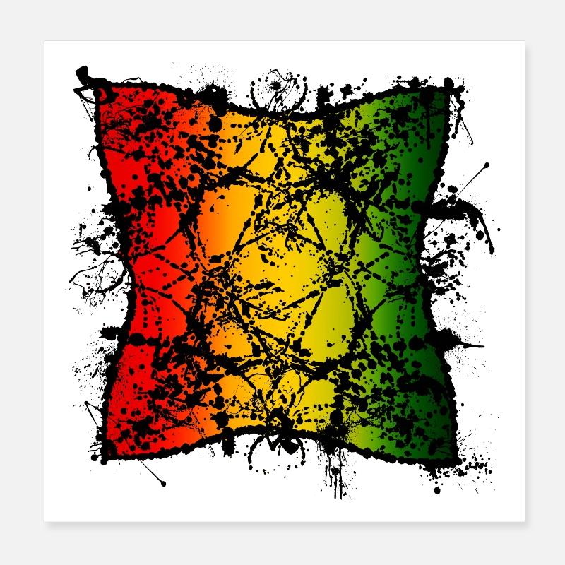 Abstraction de la feuille rasta avec dégradé Poster 20 x 20 cm