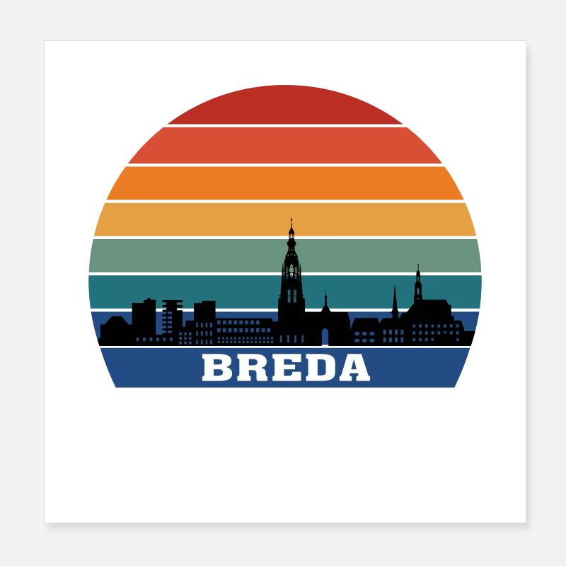 Breda Skyline Silhouette Souvenir Drapeau Pays-Bas Poster 20 x 20 cm
