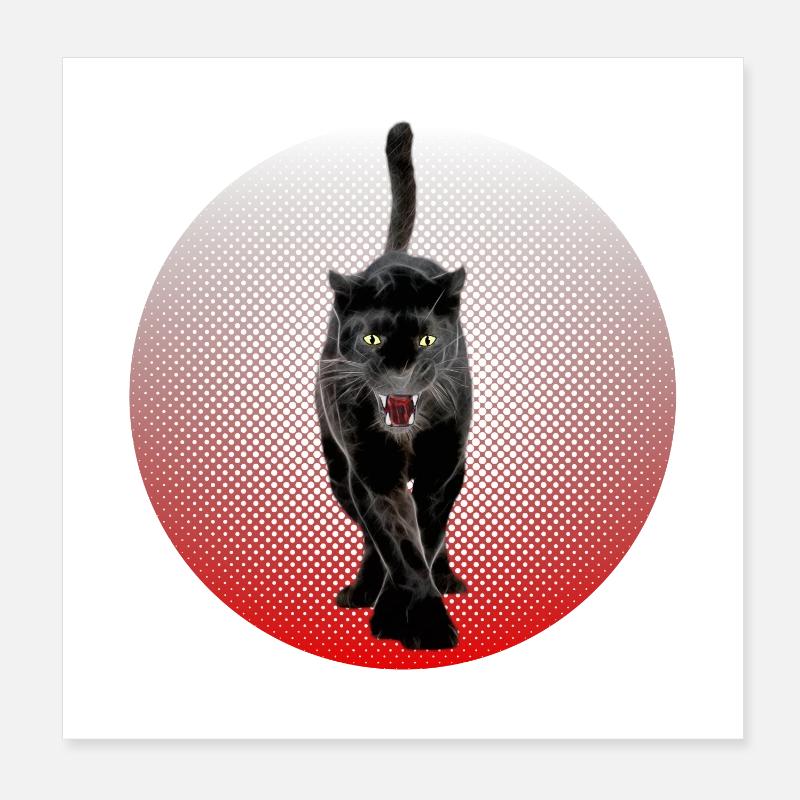 Noir Cougar schwarzer Panther CB Chat Noir - Poster 20 x 20 cm - blanc