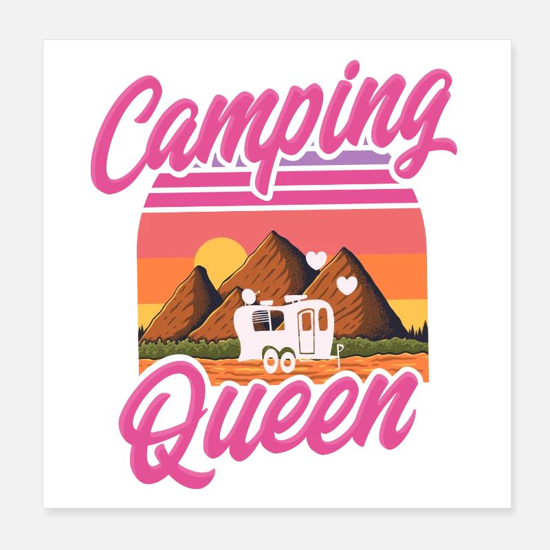 Camping Queen Poster 20x20 cm