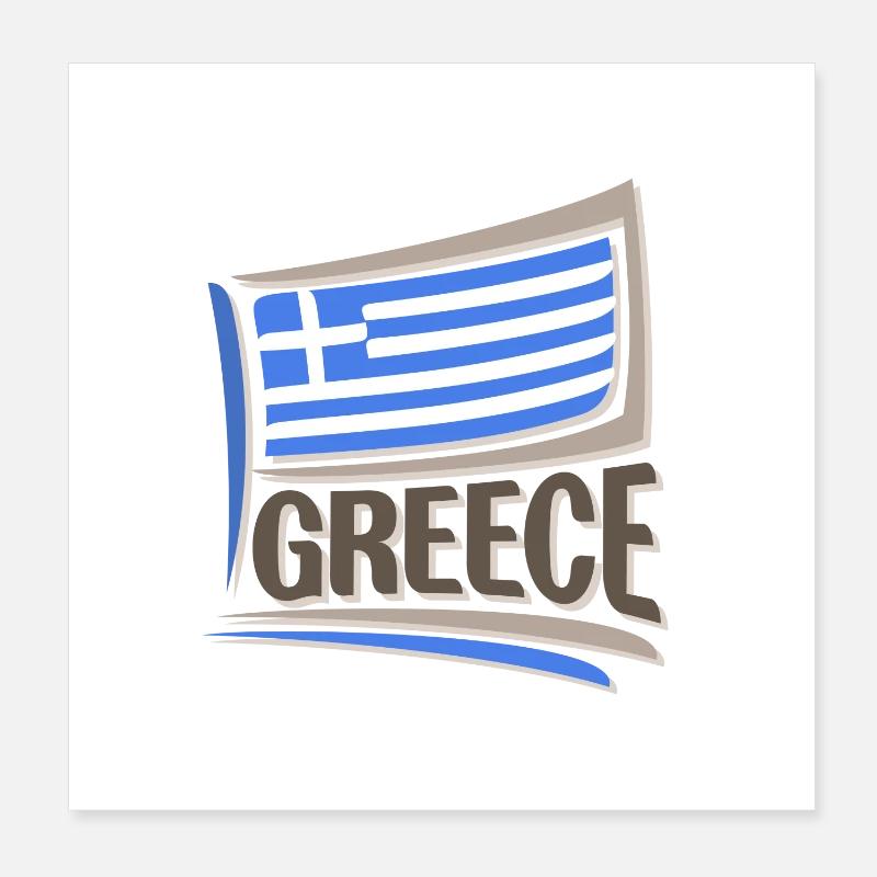 Grèce Souvenir Landmark, Grèce Drapeau Voyage Poster 20 x 20 cm