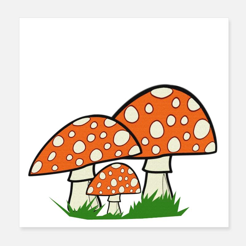 Graphiques de la nature, champignons crapauds, grands motifs forestiers Poster 20 x 20 cm