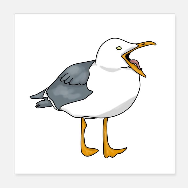 Seagull - Seagull - Poster 8" x 8" (20x20 cm) - white