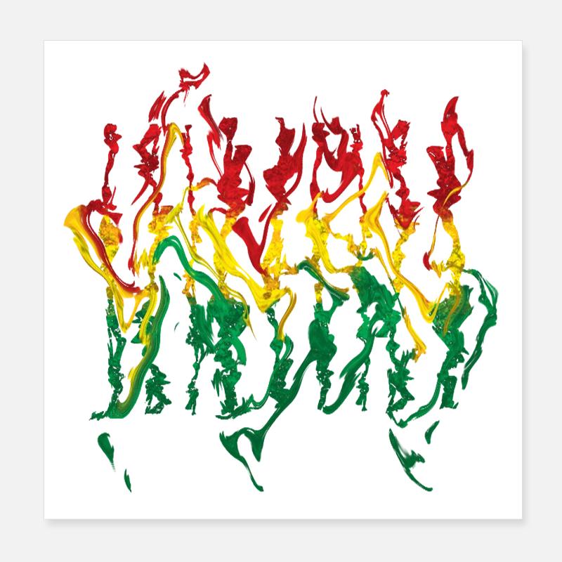 Lebendige Reggae Flammen-Illustration Reggae Poster 20x20 cm