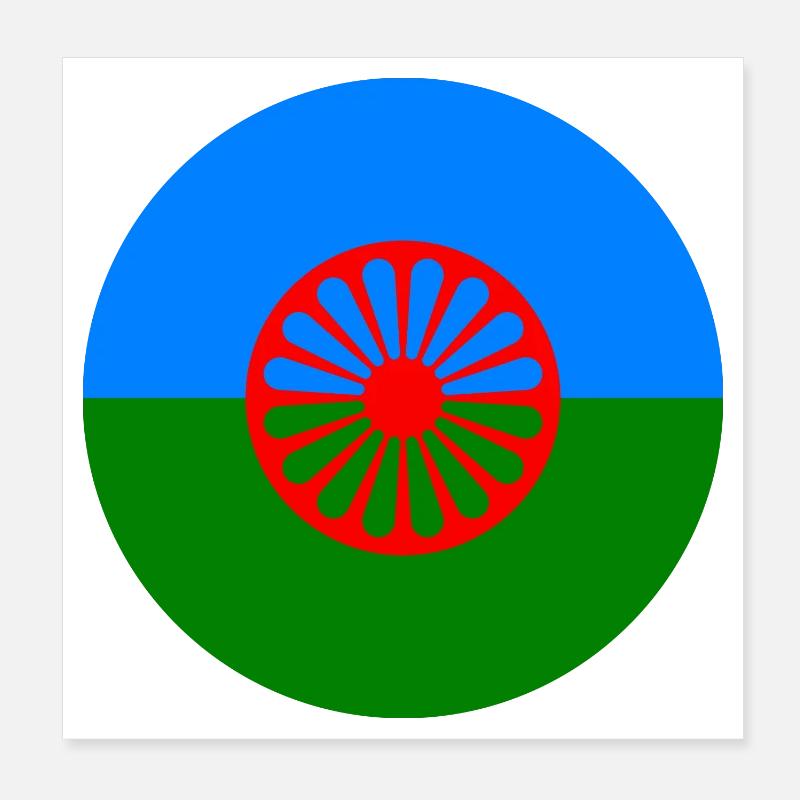Runde Aufkleber Flagge der Romani Menschen Geschenkidee Poster 20x20 cm