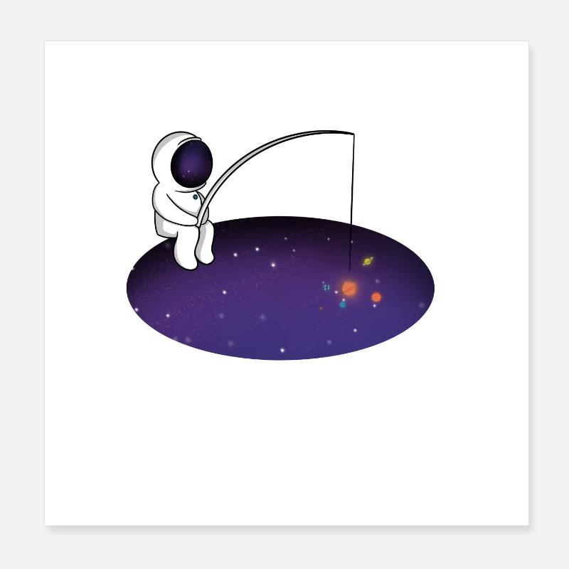 Weltraumfischer Poster 20x20 cm