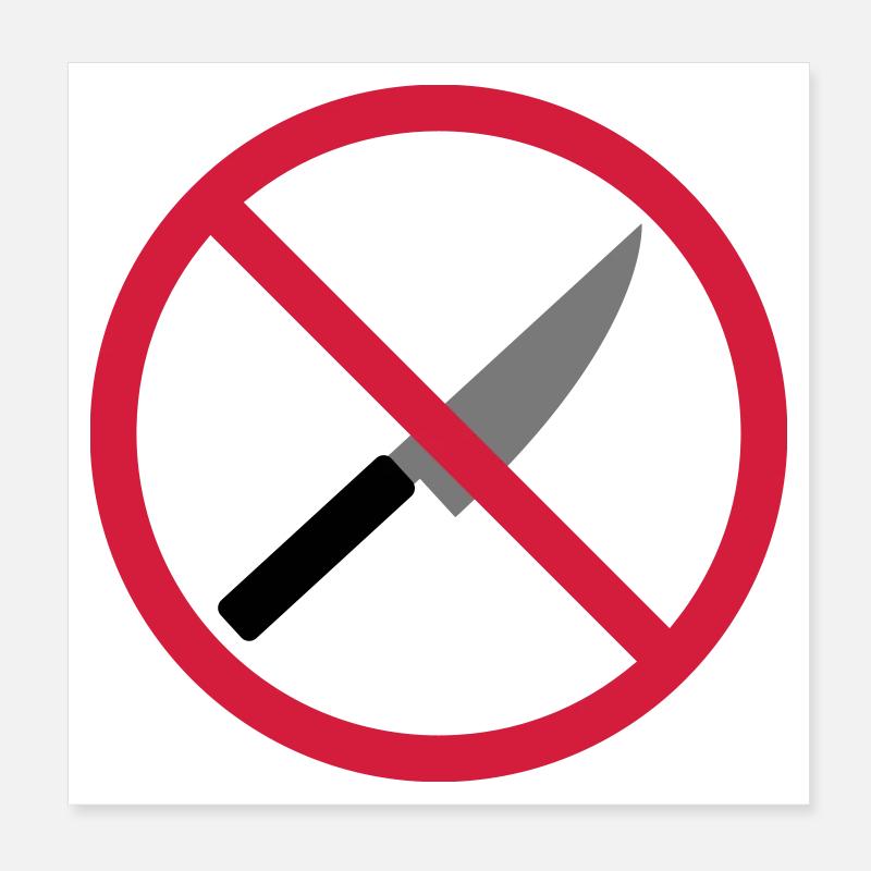 Couteau de signe interdit Poster 20 x 20 cm