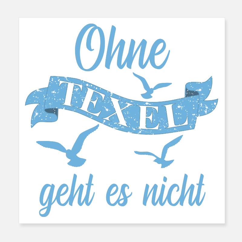Texel Insel Urlaub - Poster 20x20 cm - Weiß