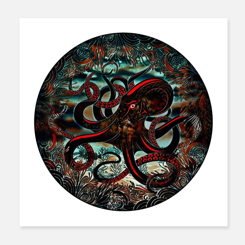 Krake Meer Poster 20x20 cm