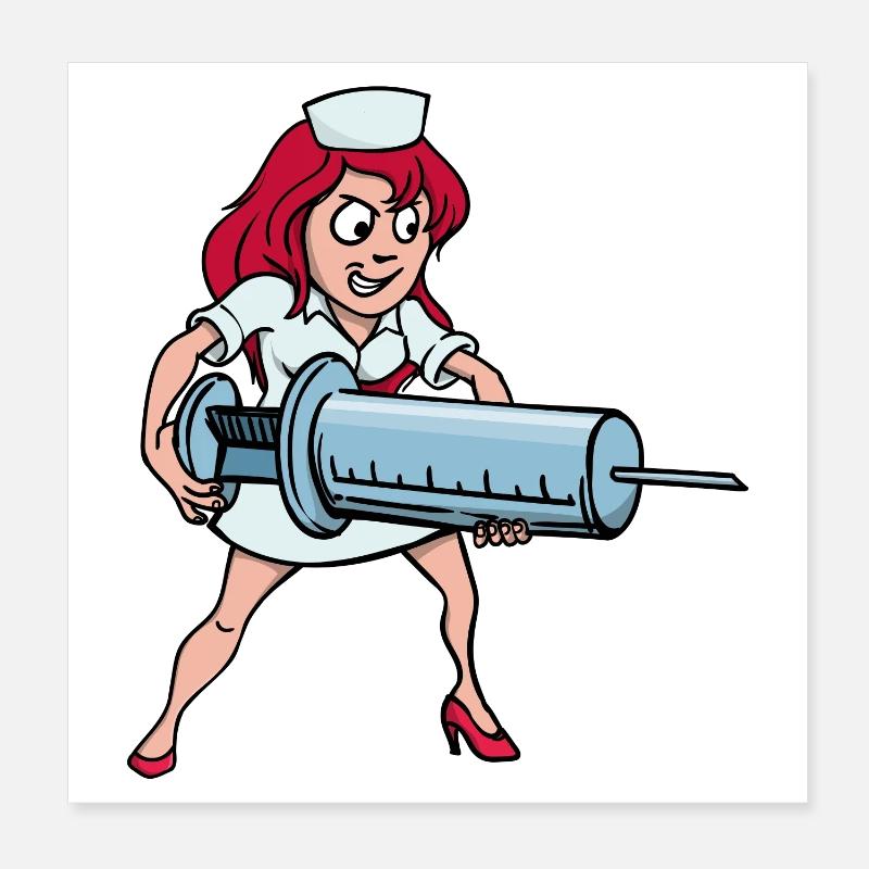 Krankenschwester Spritze Injektion Impfung Beruf Poster 20x20 cm