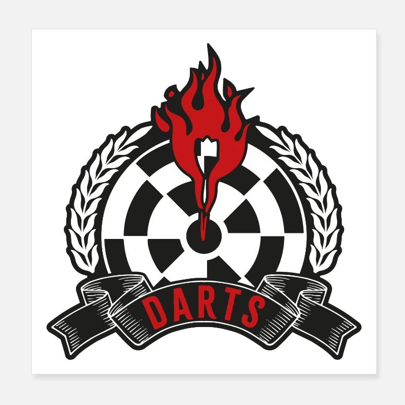 Flaming Dartboard Emblem Poster 8" x 8" (20x20 cm)