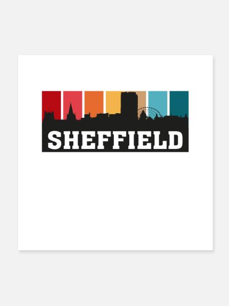 Sheffield England Travel Souvenir Skyline Landmark - Poster 8" x 8" (20x20 cm) - white - Front