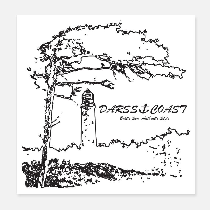 Darss Coast - Leuchtturm Ostsee - Poster 20x20 cm - Weiß