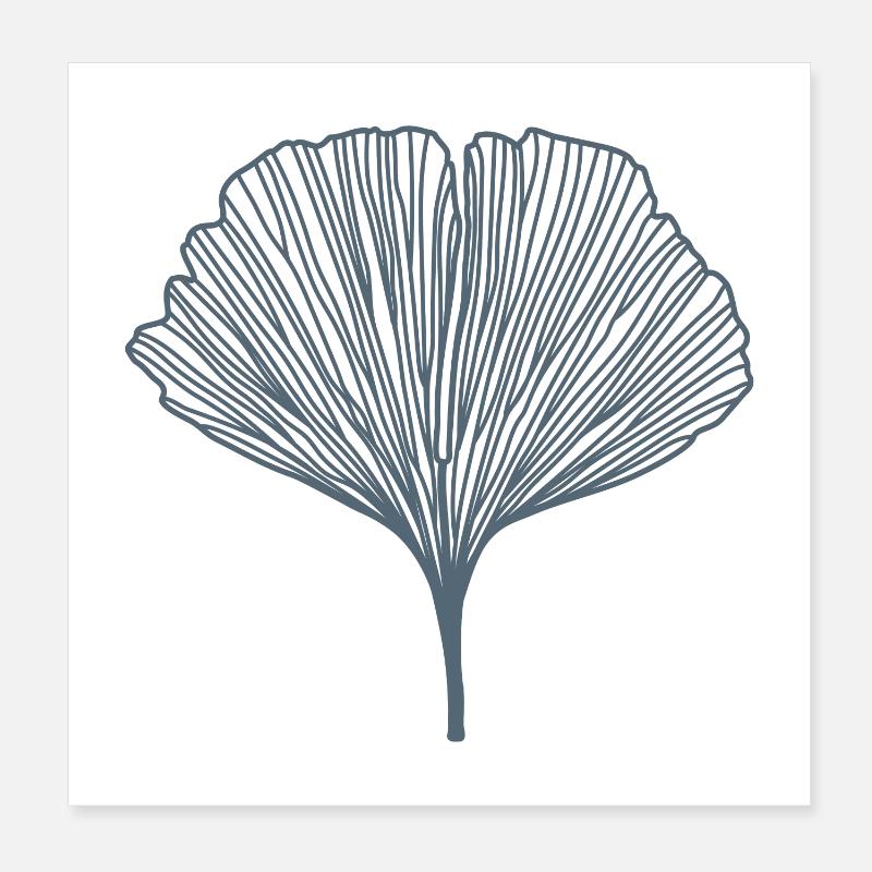 Ginko – Glücksbaum - Poster 20x20 cm - Weiß