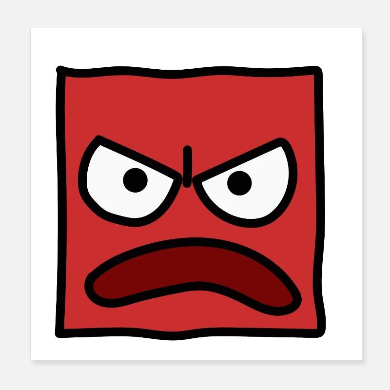 Funny Square Emoji Emoticon Kawaii Expression Face Poster 8" x 8" (20x20 cm)