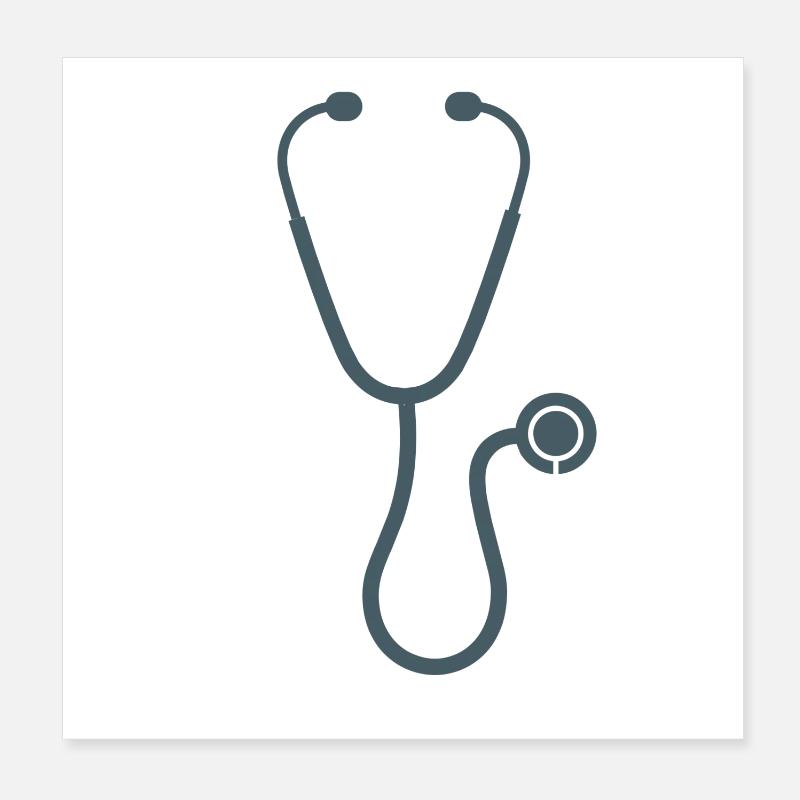 Minimalist Stethoscope Medical Icon Poster 8" x 8" (20x20 cm)