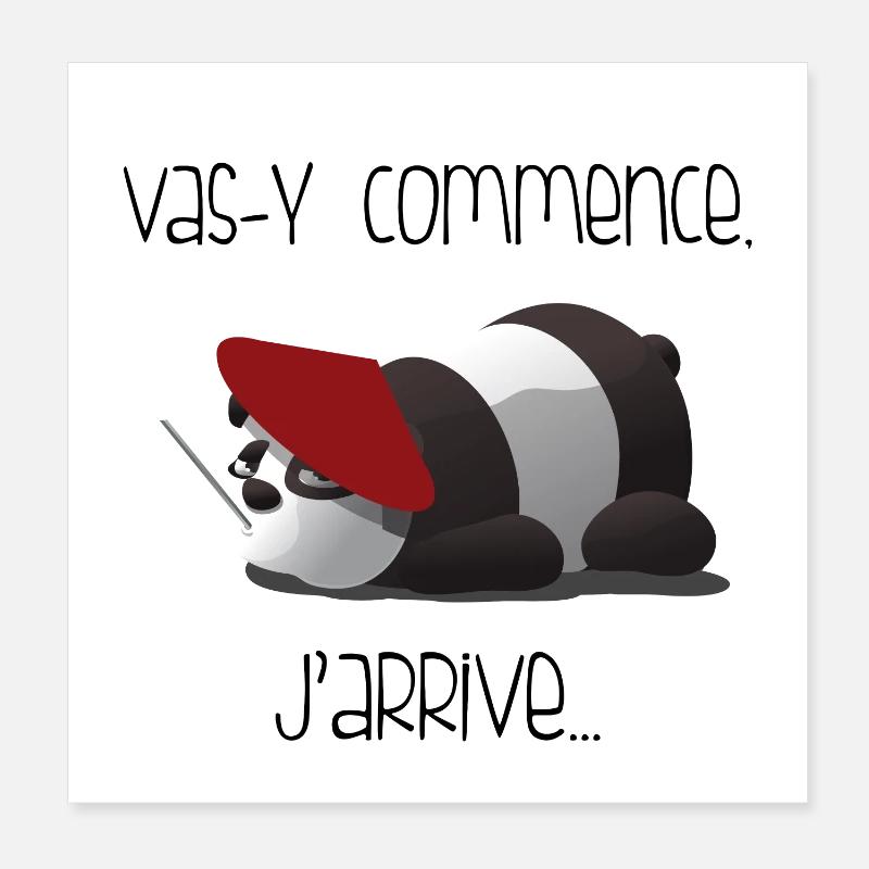 Panda au Béret Rouge Mime Poster 20 x 20 cm