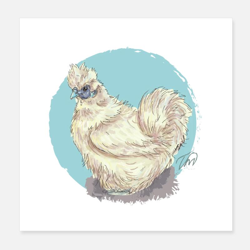 Poule en soie blanche Poster 20 x 20 cm