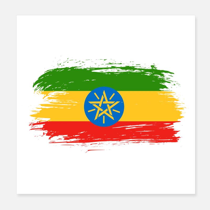 Conception du drapeau de l'Éthiopie / idée cadeau Poster 20 x 20 cm