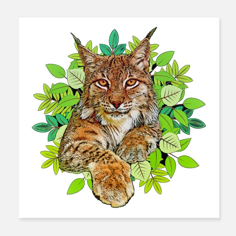 Lynx chat Liberté - Poster 20 x 20 cm - blanc
