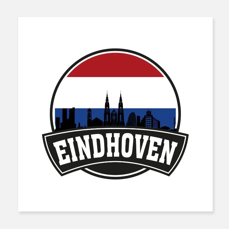 Eindhoven Pays-Bas Skyline Voyage Souvenir Dutc Poster 20 x 20 cm