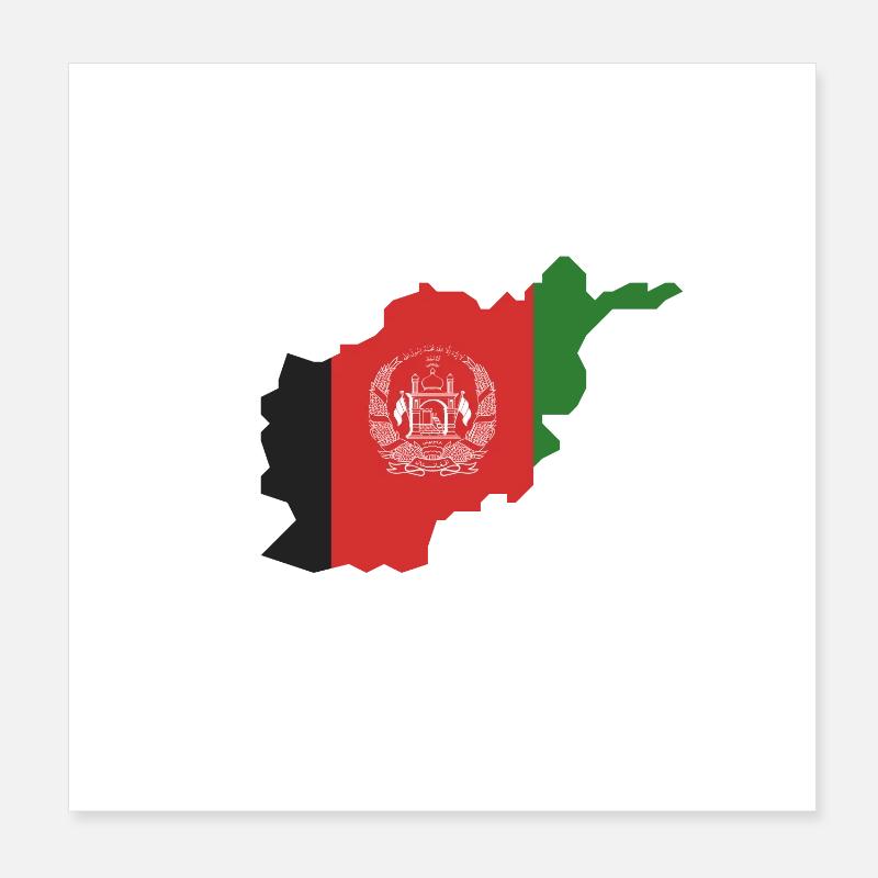 Afghan flag map design Poster 8" x 8" (20x20 cm)
