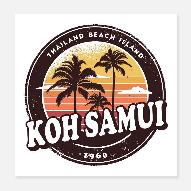 Conception de Koh Samui avec palmiers et soleil / cadeau Poster 20 x 20 cm