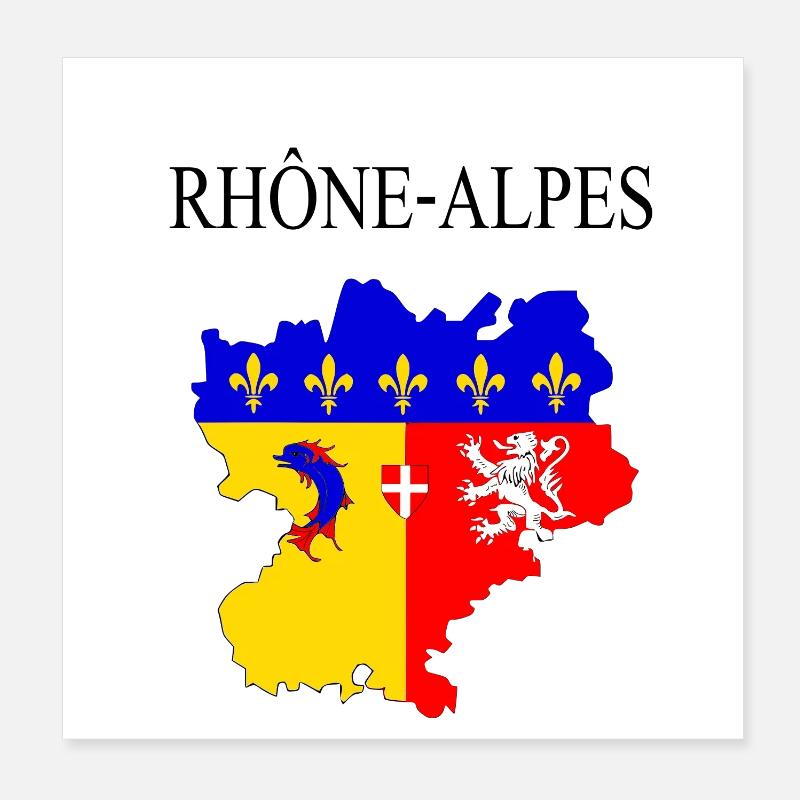 Rhône-alpes - Poster 20 x 20 cm - blanc