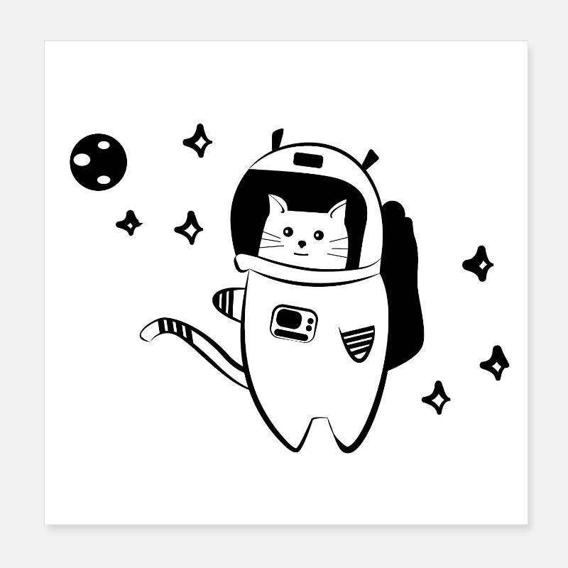 Chat cool dans l'espace Poster 20 x 20 cm