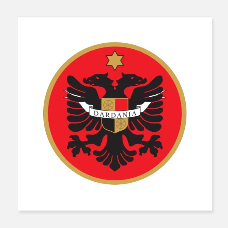 Dardania Flagge - Poster 20x20 cm - Weiß