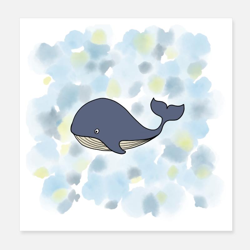 Wal Blauwal Poster 20x20 cm